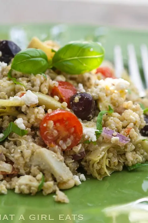 Artichoke And Pesto Mediterranean Quinoa Salad