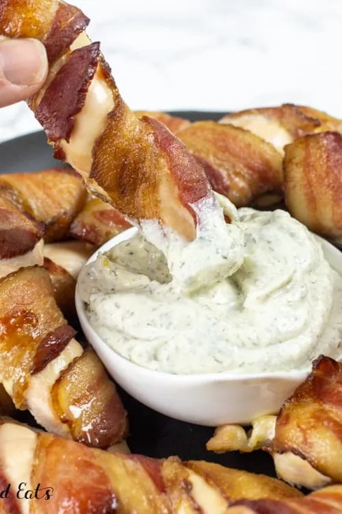Bacon Wrapped Chicken Tenders with Ranch Dip
