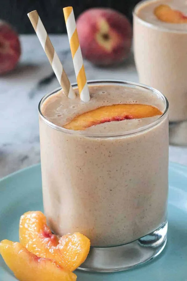 Banana Peach Almond Butter Smoothie