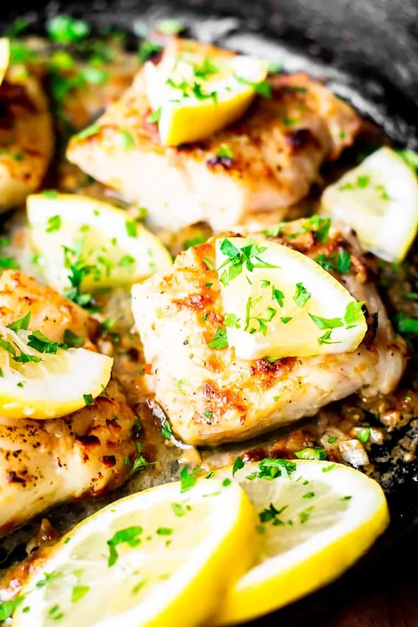 Broiled Cod with Lemon Butter Garlic Sauce