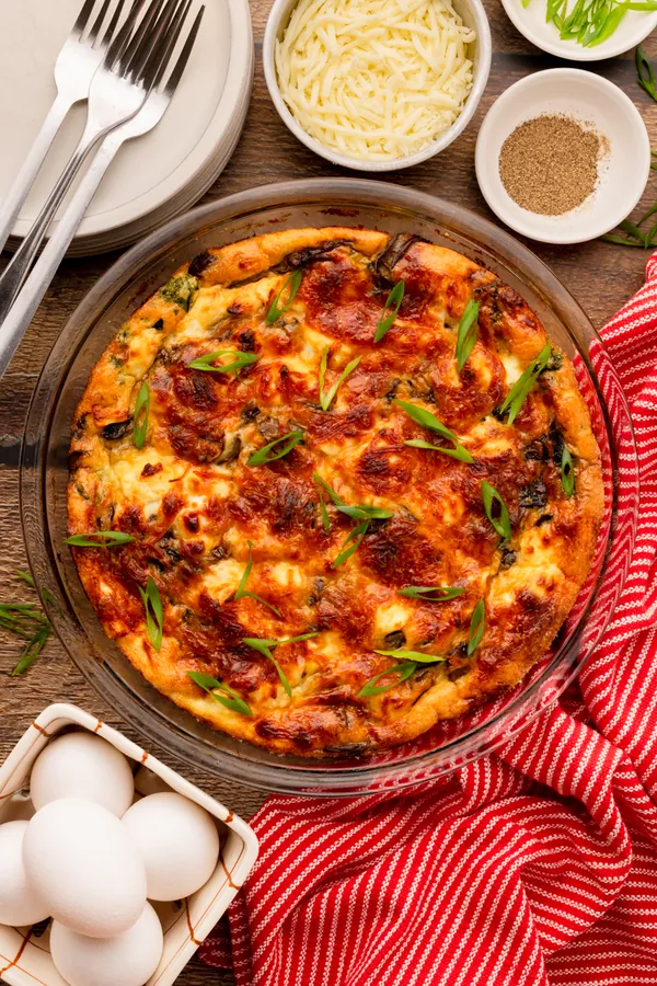 Cheesy Spinach and Mushroom Quiche