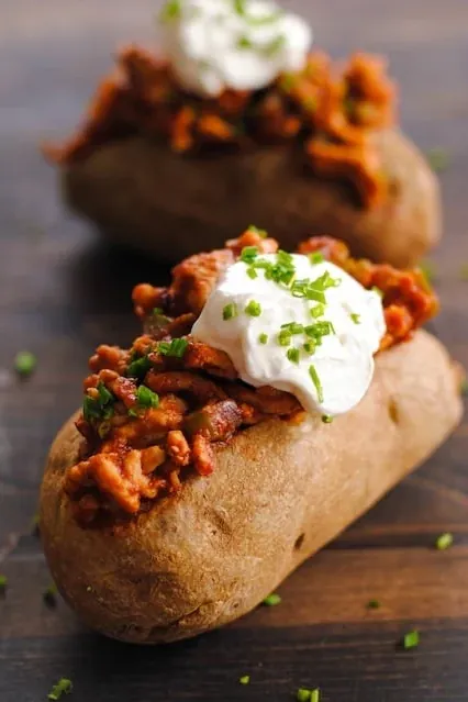 Chicken Sloppy Joe Stuffed Potatoes