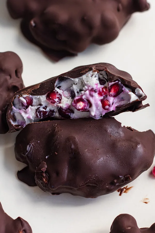 Chocolate Covered Pomegranate Yogurt Clusters