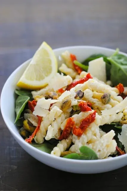 Creamy Lemon Pasta Salad with Spinach