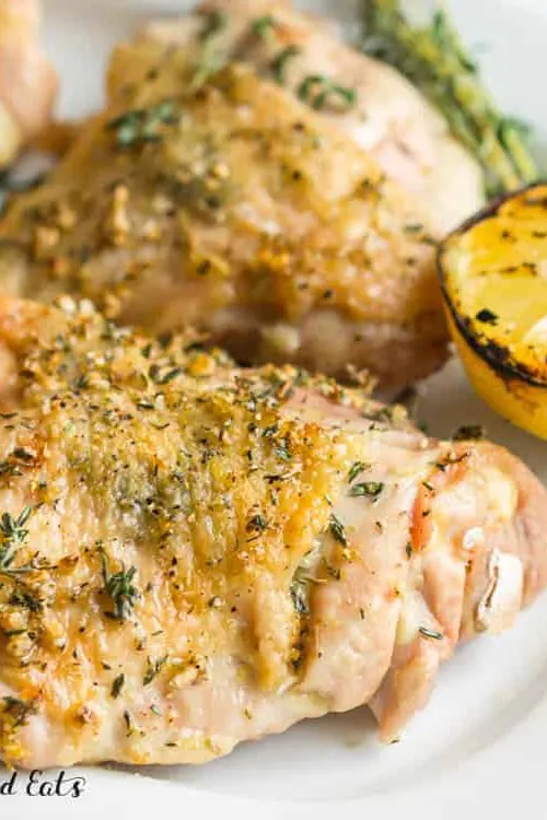 Crispy Baked Chicken Thighs with Lemon & Garlic