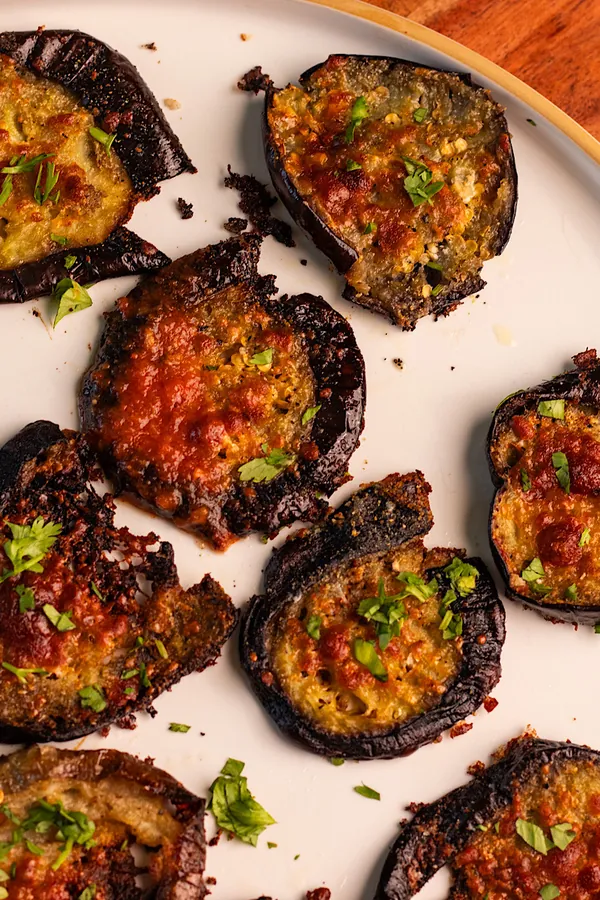 Crispy Baked Smashed Eggplant Parmesan