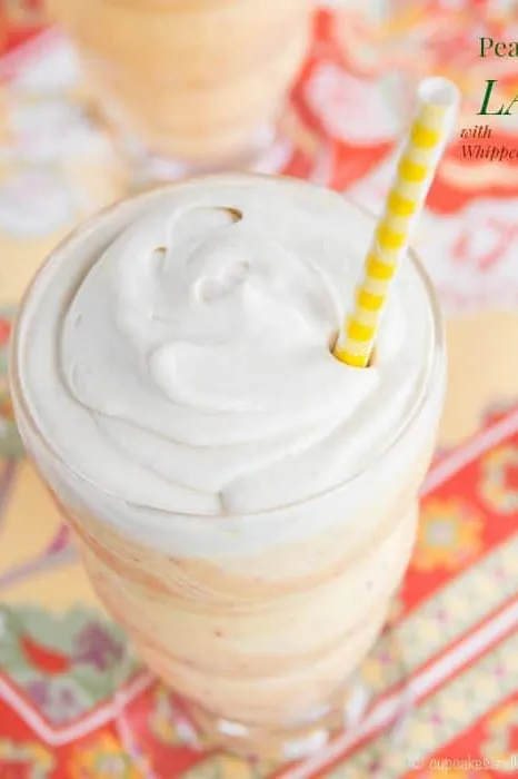 Dairy-Free Peach Mango Lassis with Whipped Coconut Cream