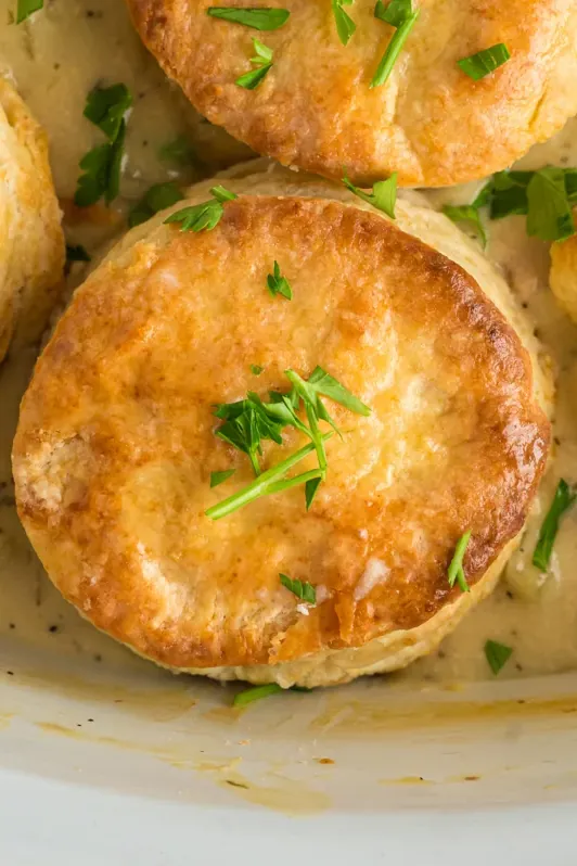 Easy Slow Cooker Chicken Pot Pie {with Biscuits}