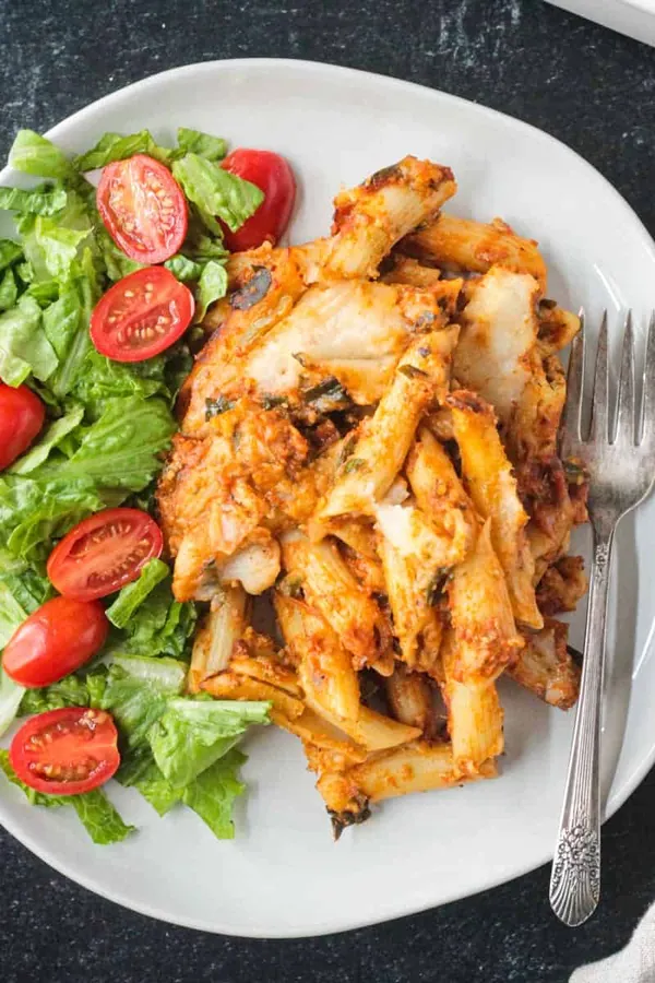 Easy Vegan Pasta Bake with Pesto