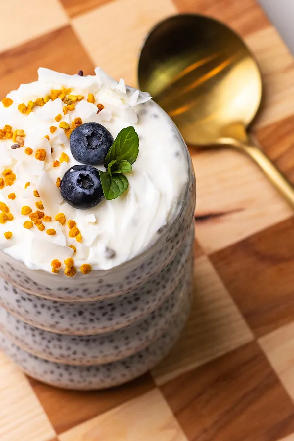 High Protein coconut cream pie chia pudding