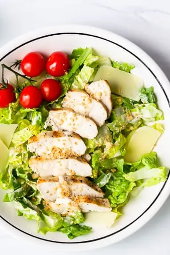 Keto Caesar Salad with Grilled Chicken and Caesar Dressing