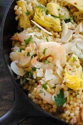 Lemon and Artichoke Couscous with Shrimp