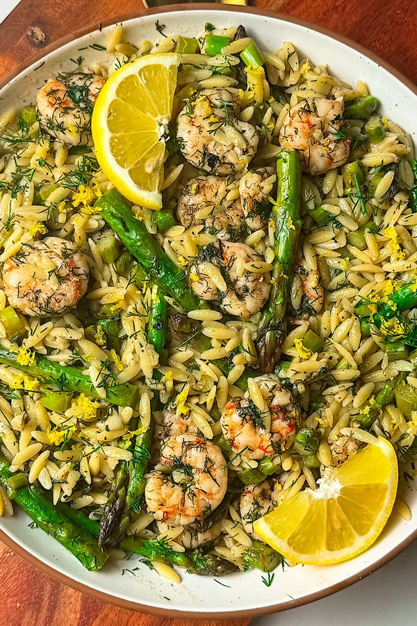 Lemon Butter Shrimp Asparagus Orzo