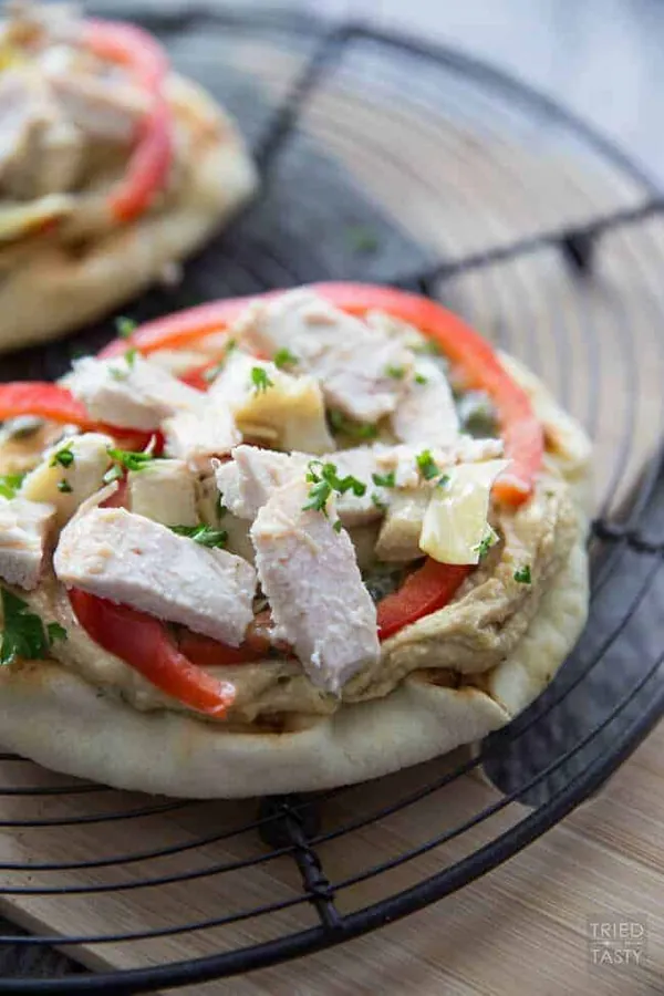 Mediterranean Chicken Flatbread Pizza