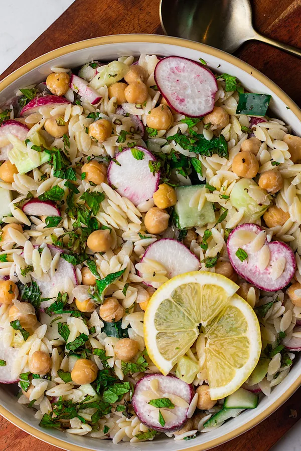 Mediterranean Orzo Salad with Mint Yogurt Dressing