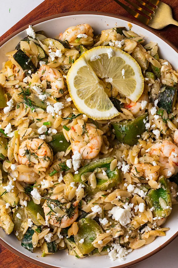 Mediterranean Shrimp Orzo with Feta