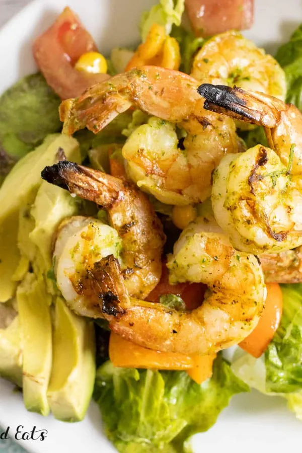 Mexican Avocado Salad with Grilled Shrimp