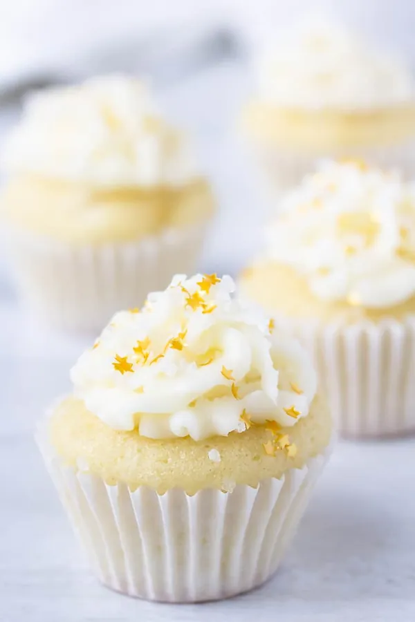 Mini Coconut Cupcakes with Coconut Buttercream Frosting