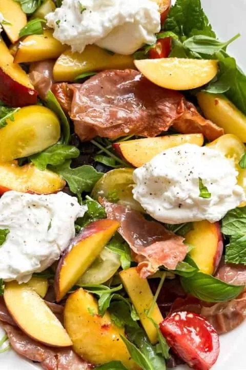 Peach, Prosciutto and Burrata Salad