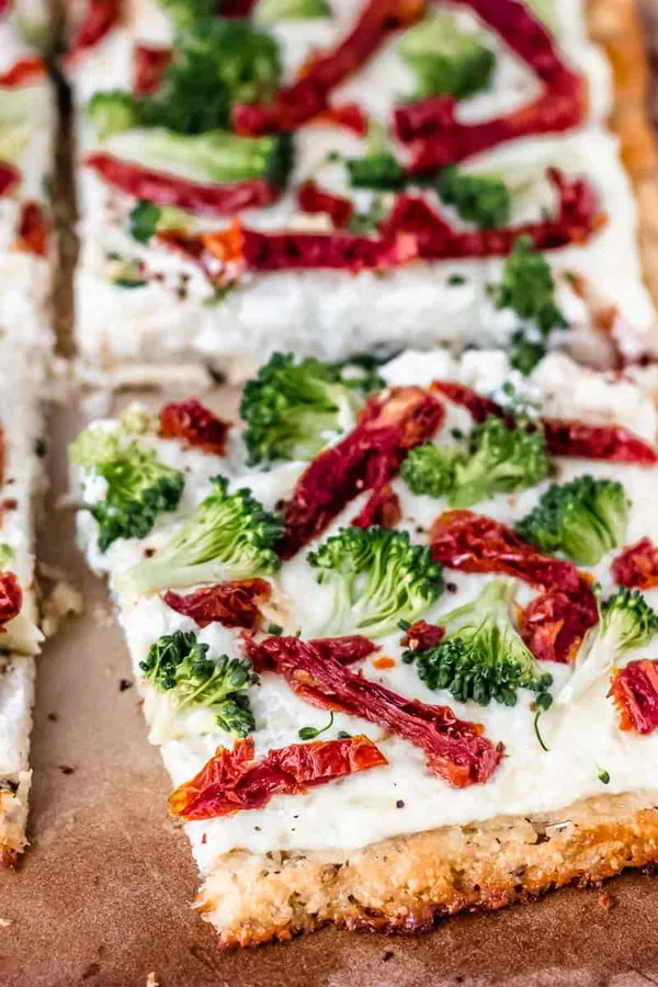 Pizza Bianca (White Pizza) with Sun-dried Tomatoes and Broccoli