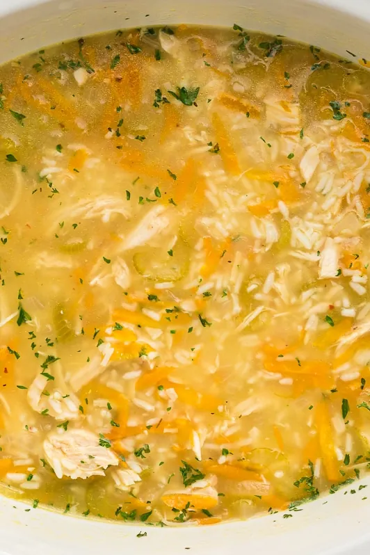 Slow Cooker Lemon Chicken and Rice Soup