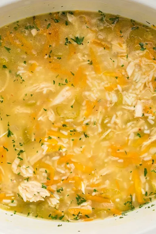 Slow Cooker Lemon Chicken and Rice Soup