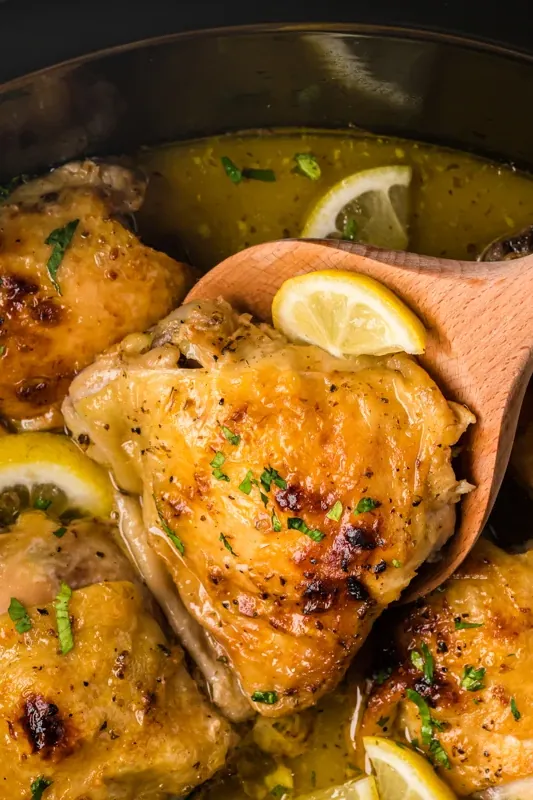 Slow Cooker Lemon Pepper Chicken Thighs