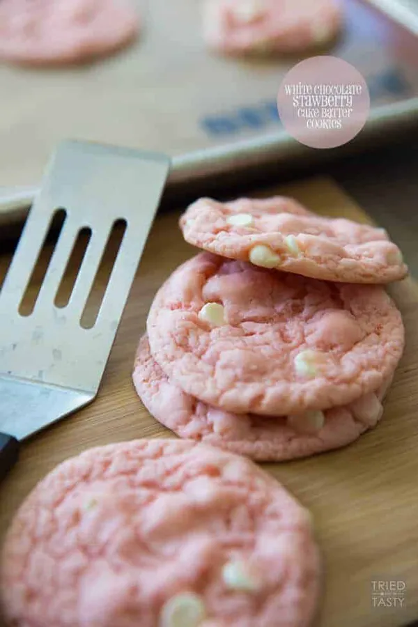 Strawberry Cake Mix Cookies