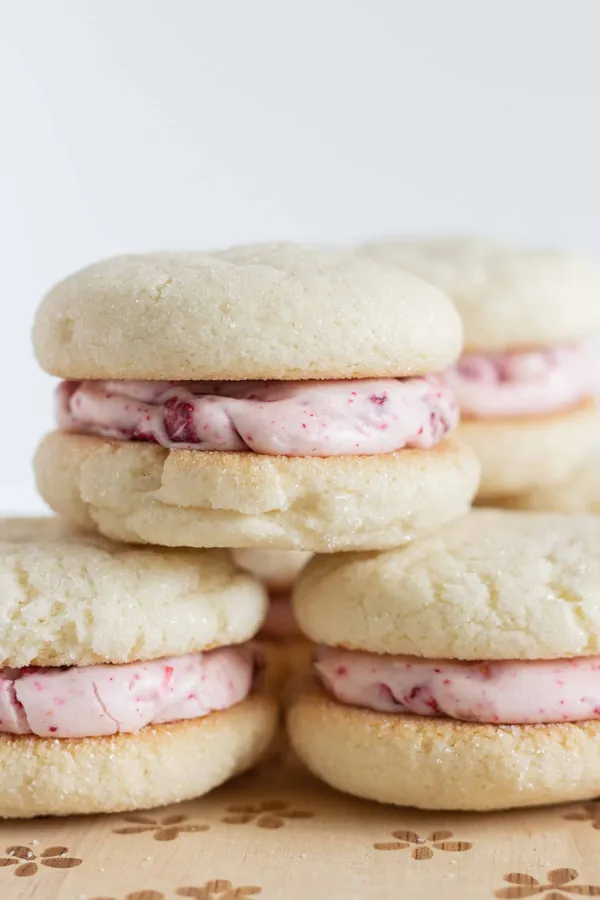 Sugar Cookie Sandwiches with Raspberry Cream Cheese Frosting