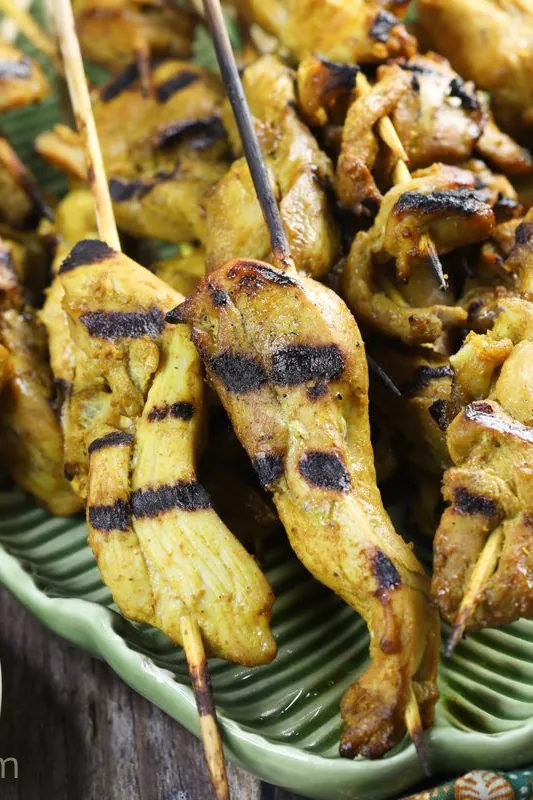 Thai Satay Chicken with Peanut (or Cashew) Sauce.
