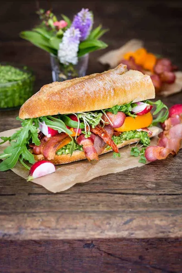 Bacon and Watercress Pesto Sandwich