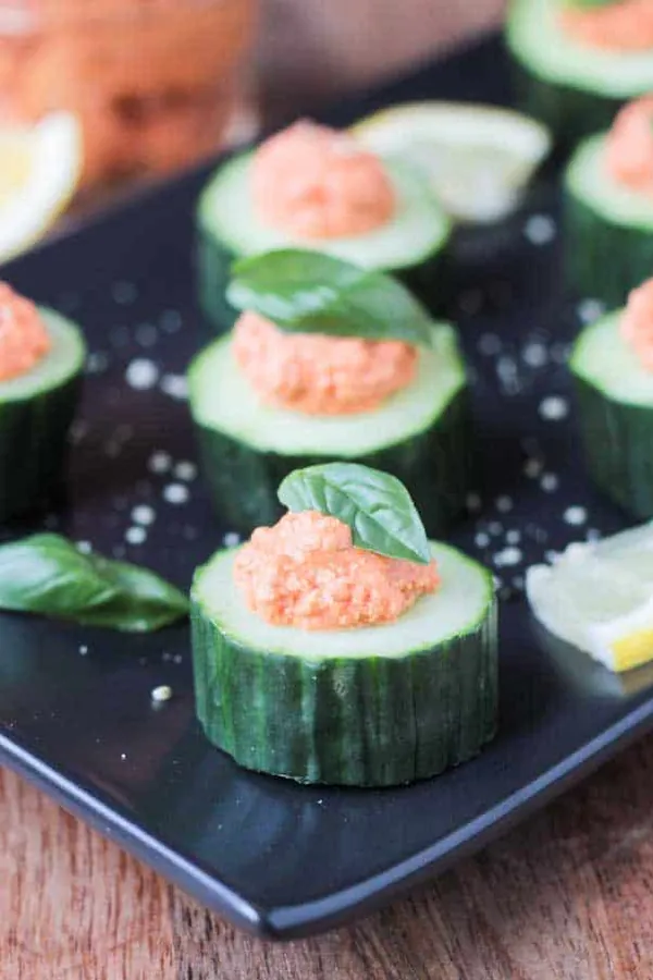 Cucumber Bites with Sun Dried Tomato Spread