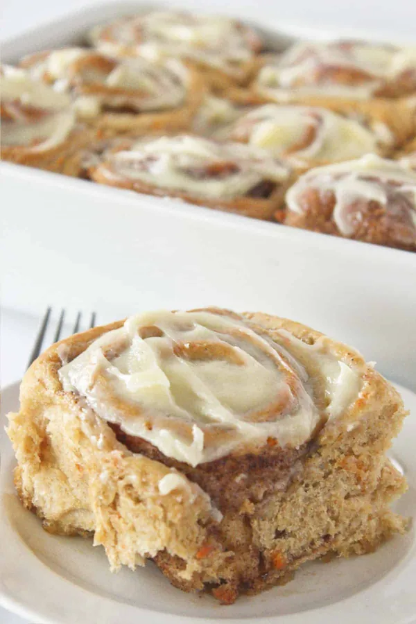 Easy Carrot Cake Cinnamon Rolls with Cream Cheese Frosting