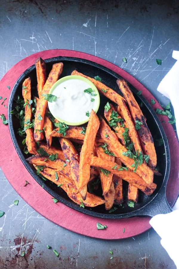 Falafel Spiced Oven Baked Sweet Potato Fries