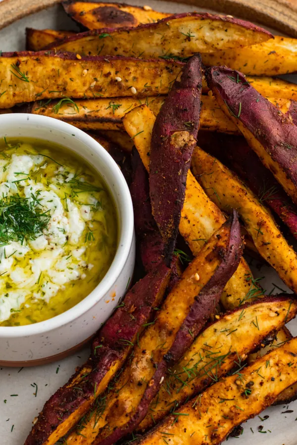 mediterranean air fried japanese sweet potato