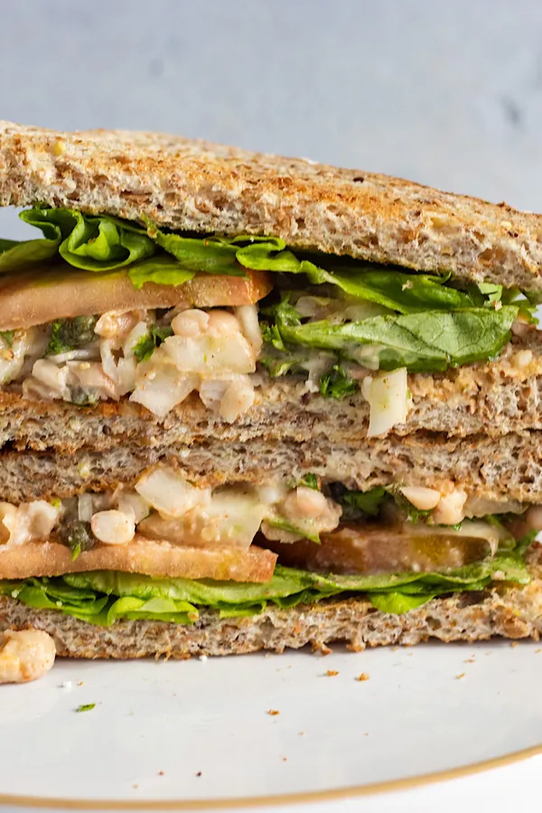 Mediterranean White Bean Fennel Salad Sandwich