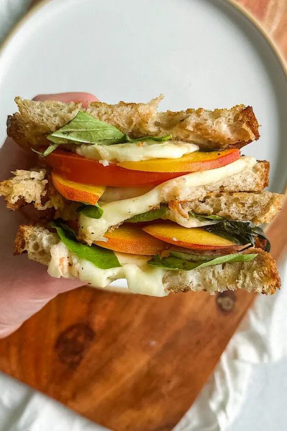 Peach Caprese Sandwich Grilled Cheese