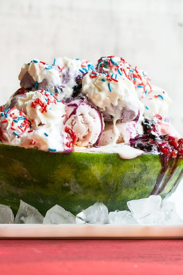 Red White and Blueberry Sundae