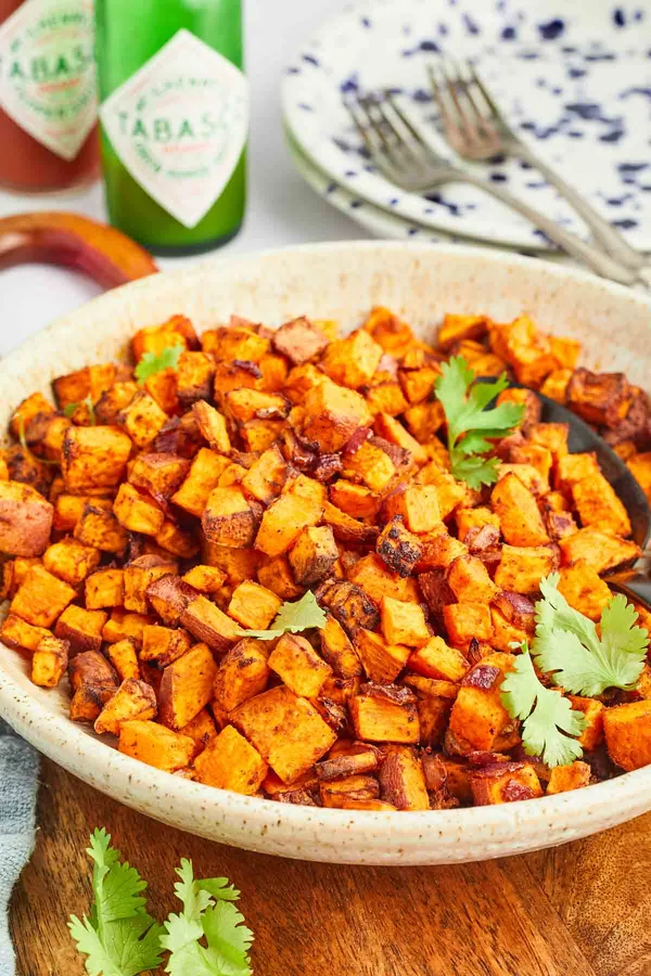 Spicy Air Fryer Sweet Potato Cubes
