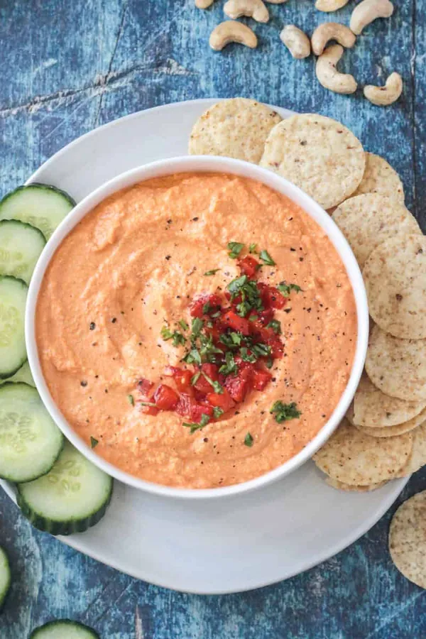 Vegan Roasted Red Pepper Cashew Dip