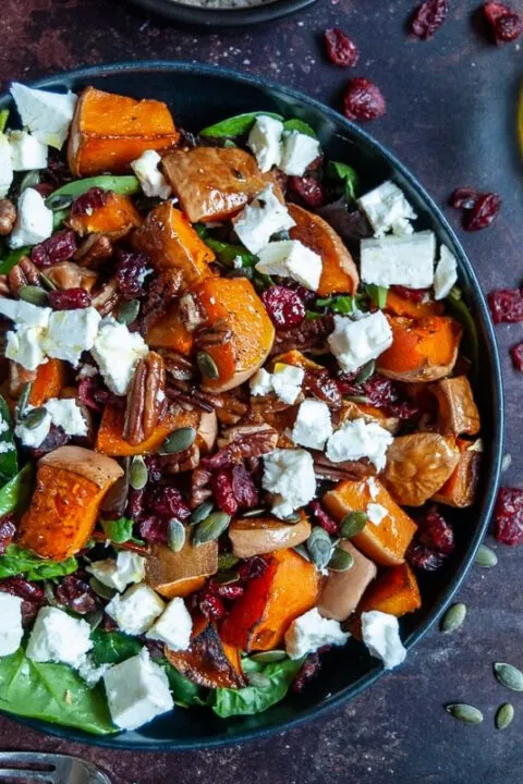 Butternut Squash Cranberry and Pecan Salad