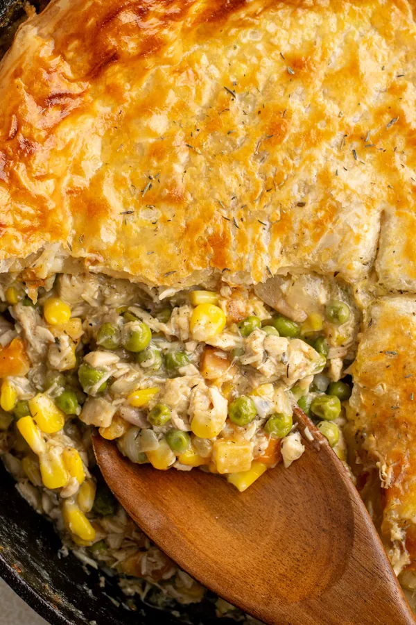 Chicken Pot Pie Skillet with Puff Pastry