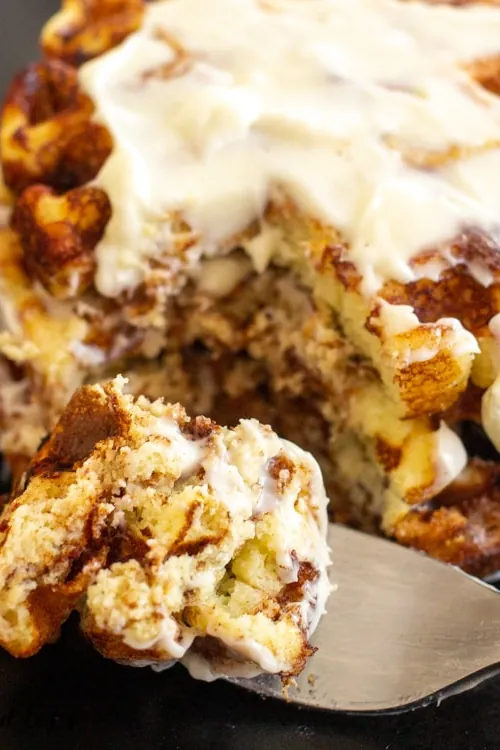 Cinnamon Roll Waffles with Cream Cheese Icing