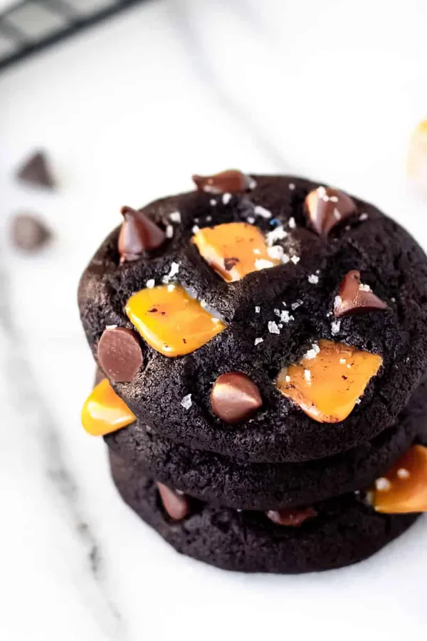 Dark Chocolate Chip Salted Caramel Cookies