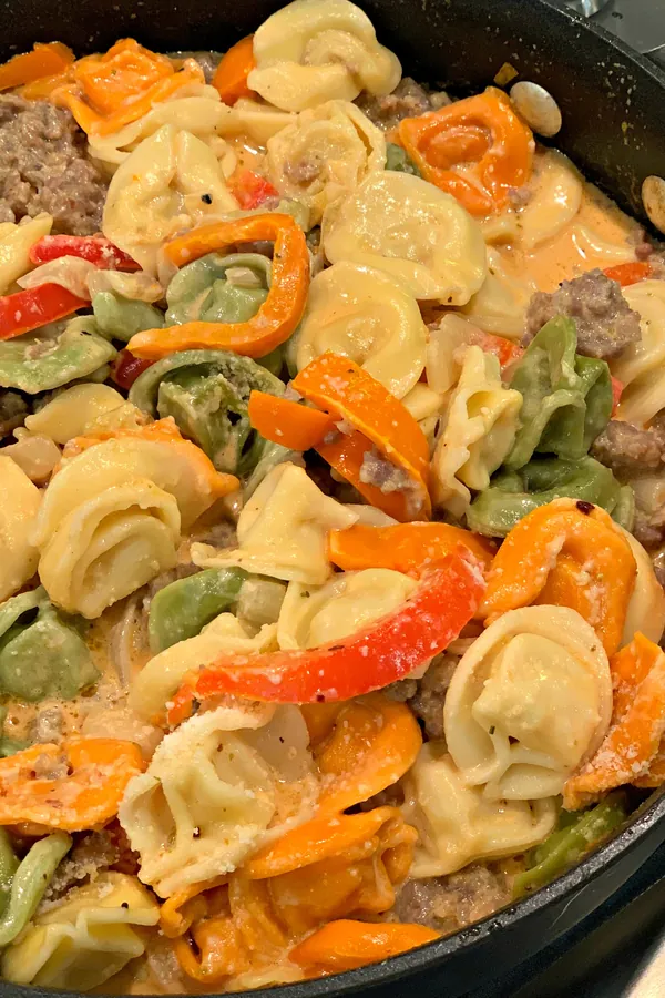 Easy Sausage and Tortellini Skillet