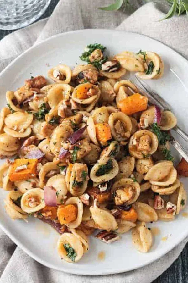 Fall Roasted Vegetable Pasta with Tempeh