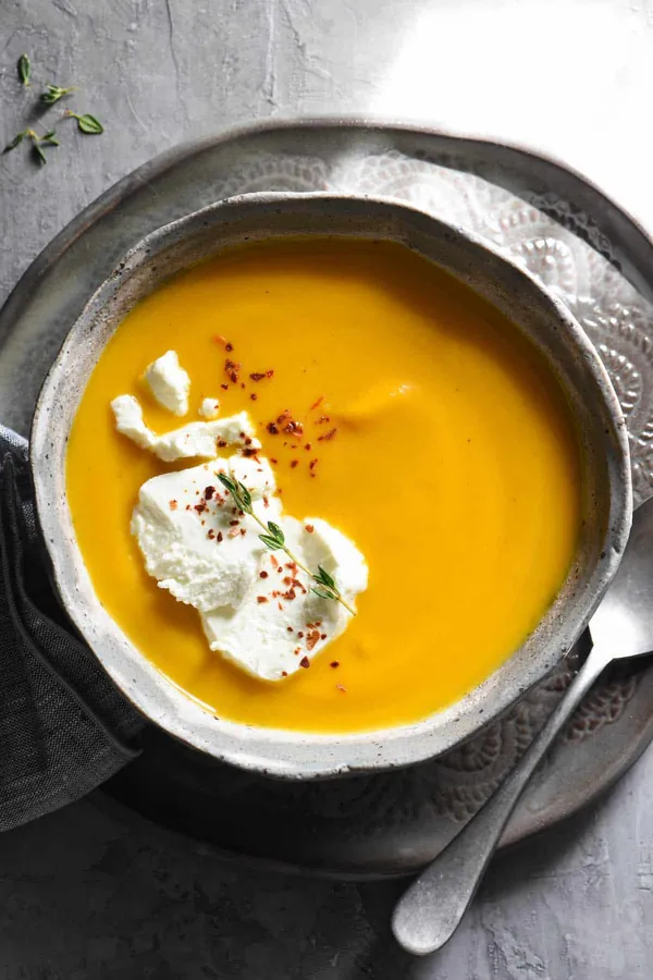 Goat Cheese Butternut Squash Soup in Instant Pot