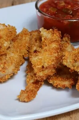 Healthy Baked Quinoa Crusted Chicken Fingers