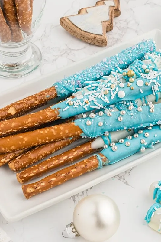 Holiday Chocolate Covered Pretzel Rods