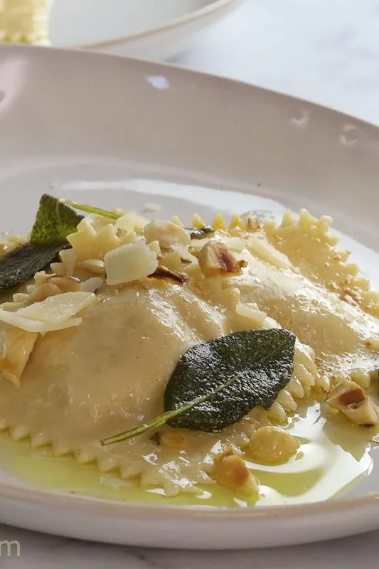 Pumpkin Ravioli with Browned Butter and Sage